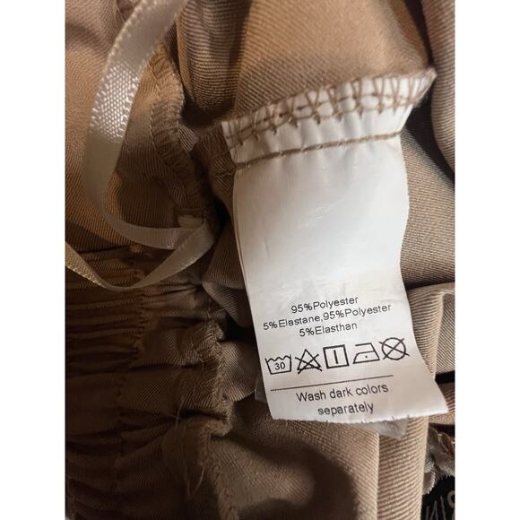 Grace Karin Women’s Paperbag Waist Belted Pants Beige Size 2XL - Picture 4 of 5